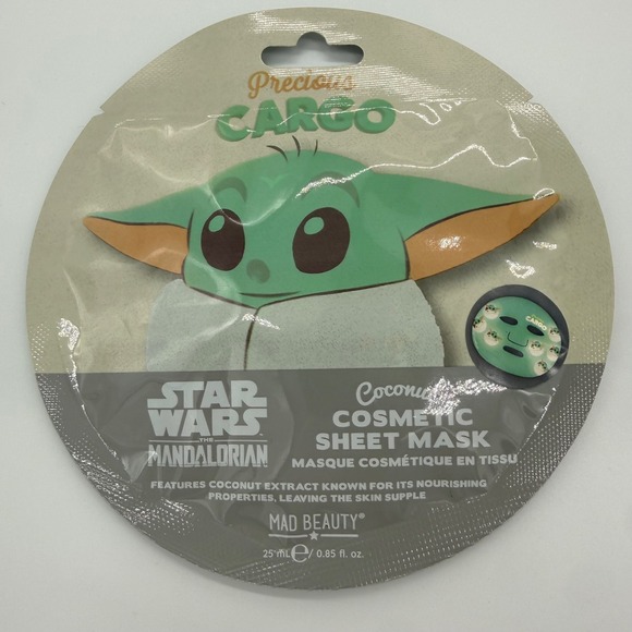 Mad Beauty Star Wars Mandalorian Grogu Coconut Cosmetic Sheet Mask Set of 2 NEW - Picture 2 of 3